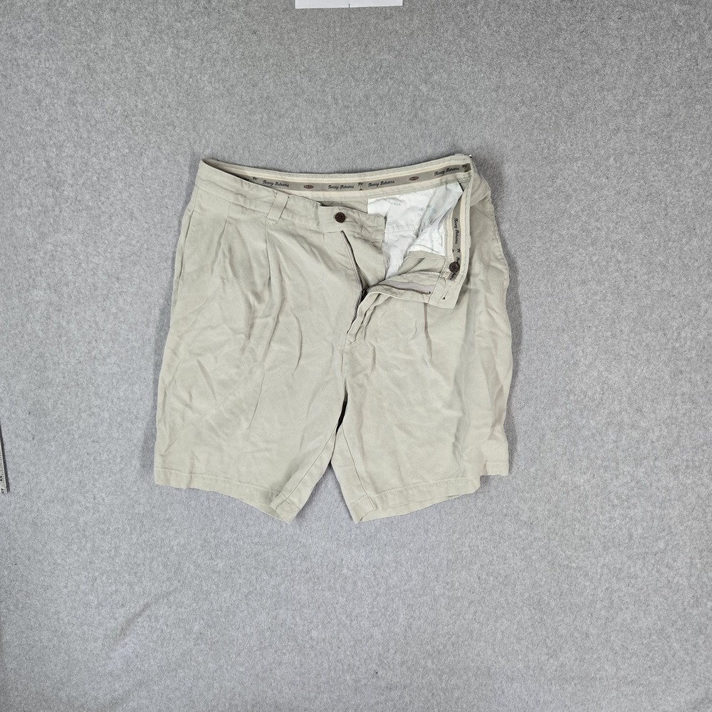 Tommy Bahama Men Shorts 36 Beige Silk Chino Casual Button 8" Inseam